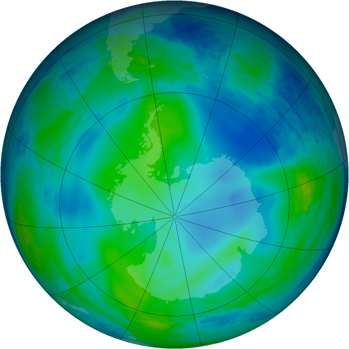 Antarctic ozone map for 30 May 1993